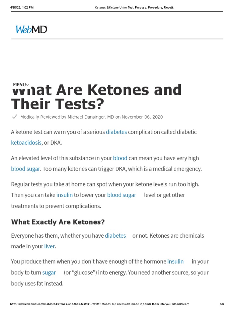 Ketones &ketone Urine Test Purpose, Procedure, Resutls PDF