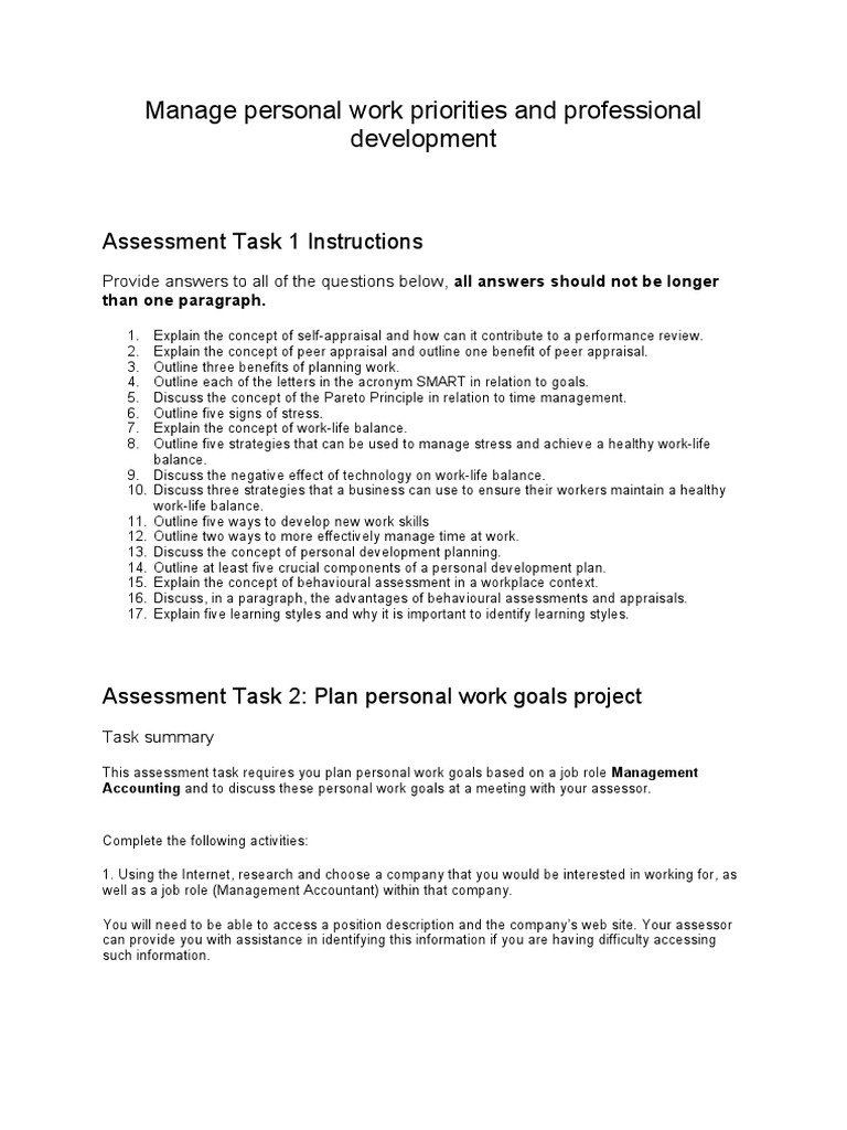 Manage Personal Work Priorities and Professional Development | PDF ...