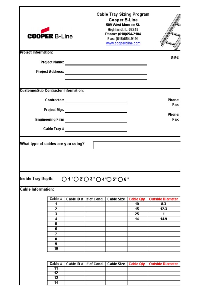 CableTraySizingProgram PDF Computer Engineering Computing