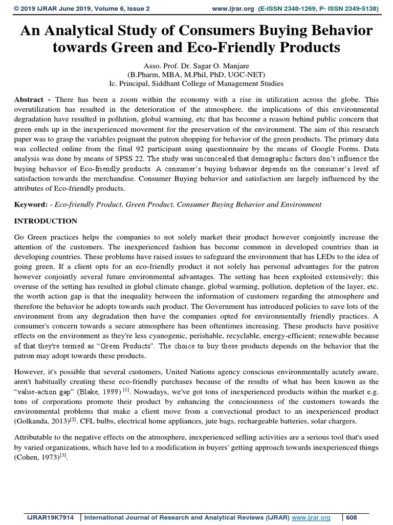 An Analytical Study of Consumers Buying Behavior Towards Green and Eco ...
