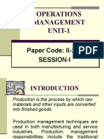 Operations Management UNIT-1: Paper Code: II-202 Session-I