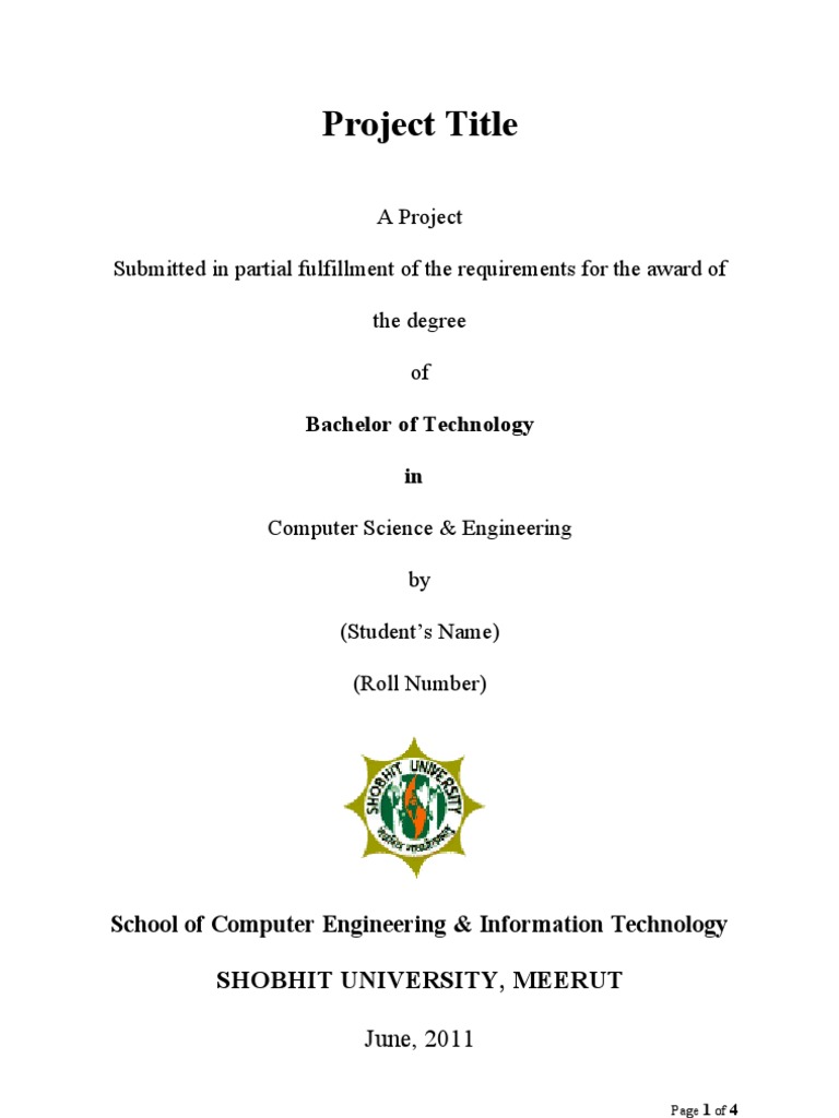 B.Tech Project Report Format Guide | PDF | Academic Degree | Engineering