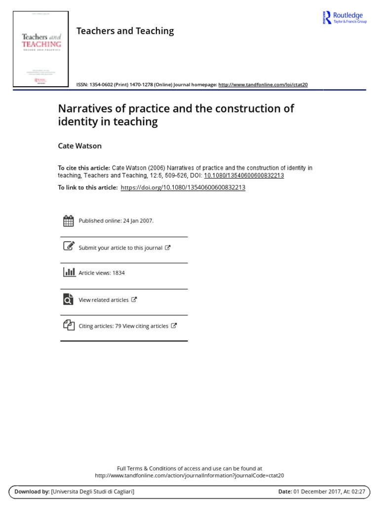 Narratives of Practice and The Construction of Identity in Teaching ...