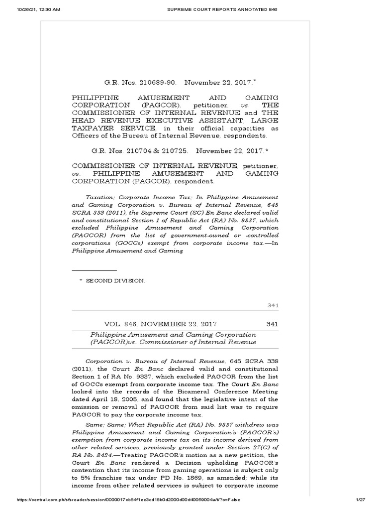 Philippine Amusement and Gaming Corporation (PAGCOR) vs. Commissioner