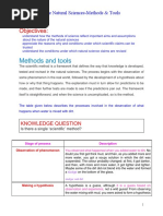 The Natural Sciences-Methods Tools