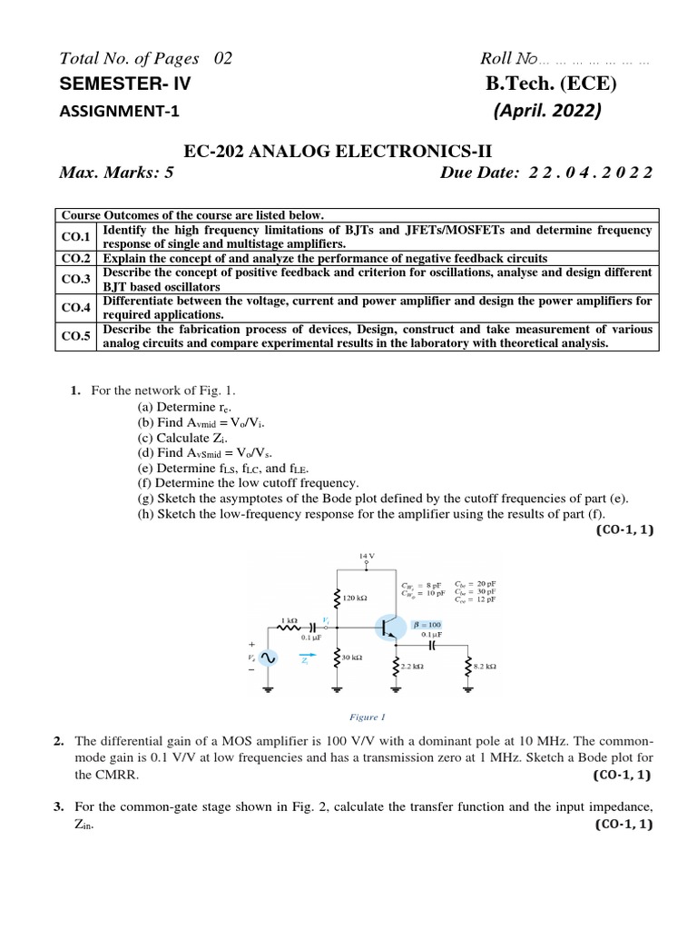 (April. 2022) : B.Tech. (ECE) | PDF | Amplifier | Electronic Circuits
