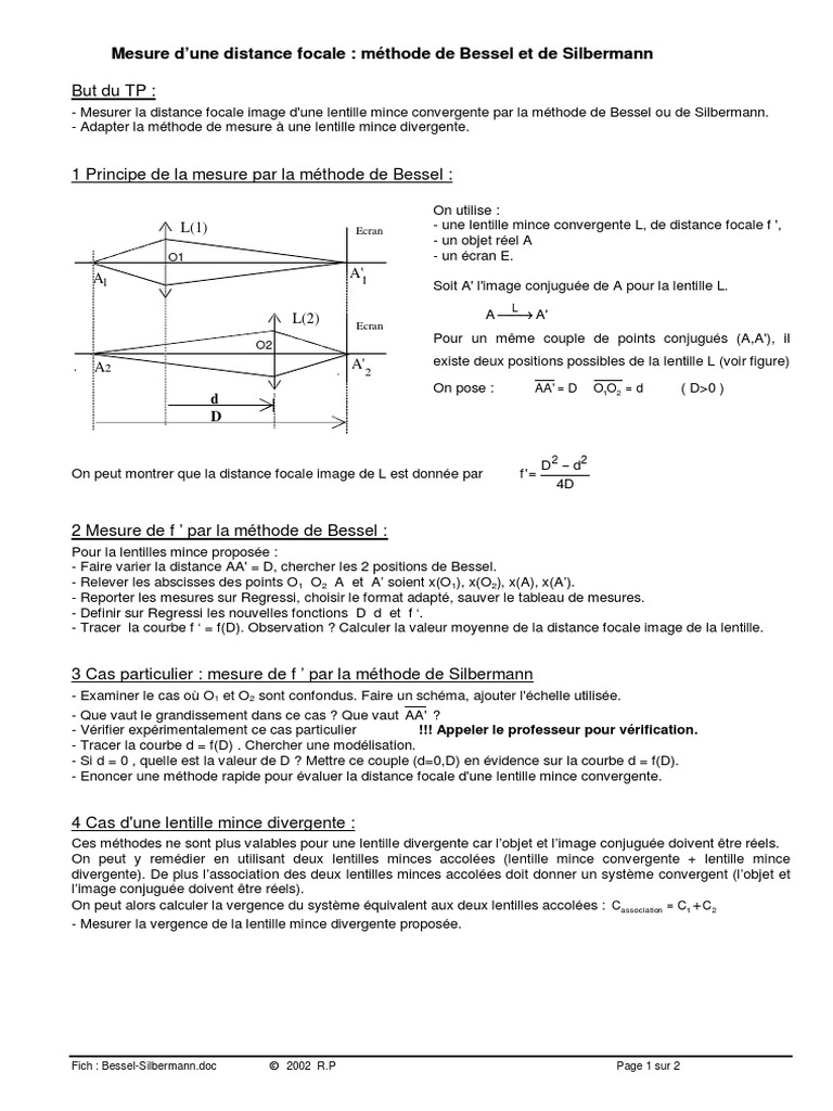 Méthodes de Bessel et Silbermann en optique PDF Philosophie — free download
