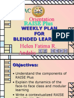 Orientation: Weekly Plan FOR Blended Learning