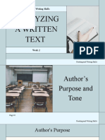 Reading and Writing Skills: Analyzing A Written Text