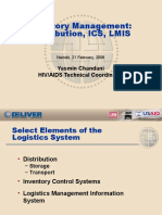 Inventory Management: Distribution, ICS, LMIS: Yasmin Chandani HIV/AIDS Technical Coordinator
