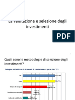 13.La Valutazione e Selezione Degli Investimenti