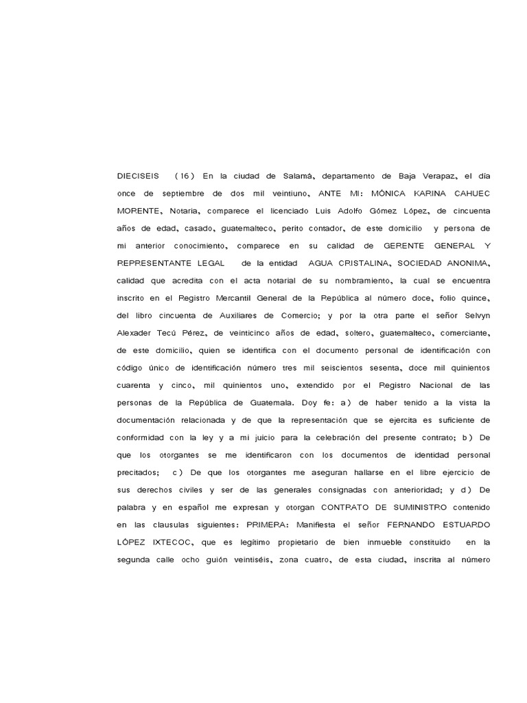 Contrato de Suministro de Agua Potable | PDF | Guatemala