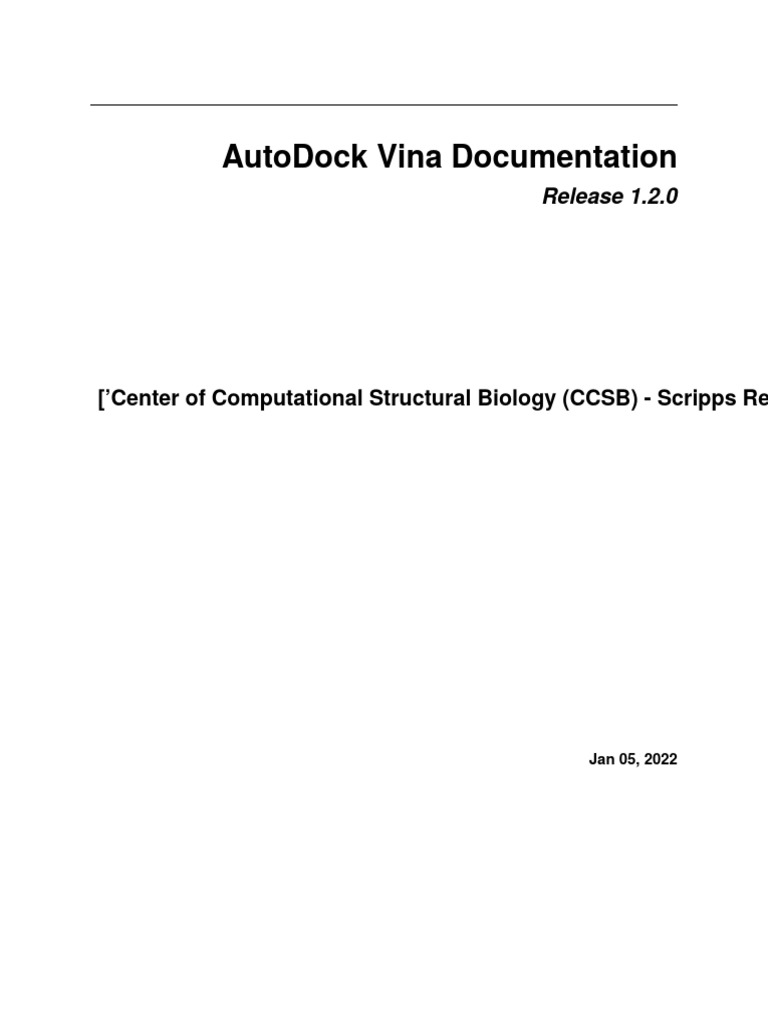 Autodock Vina Documentation: ('Center of Computational Structural ...