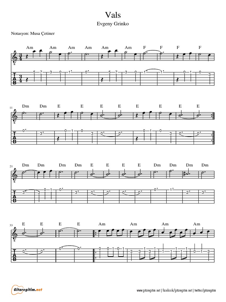 Evgeny Grinko Valse Notation Guide | PDF