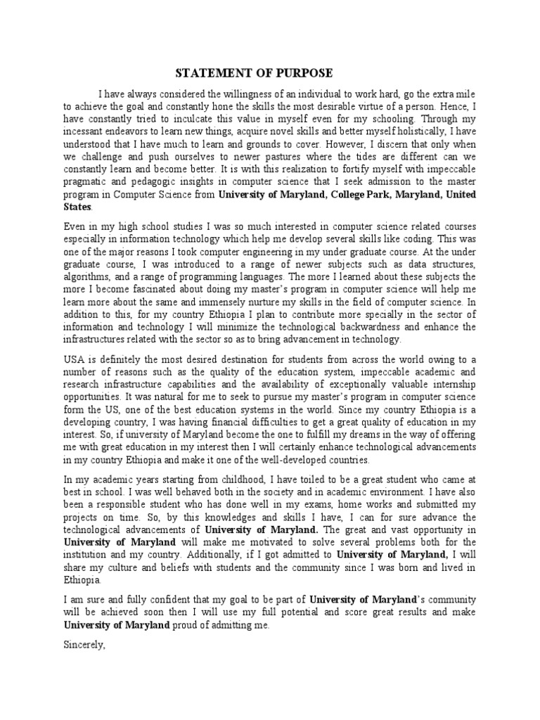 Statement of Purpose | PDF | Science | Computer Science