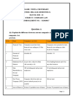 Company Law Answer Sheet