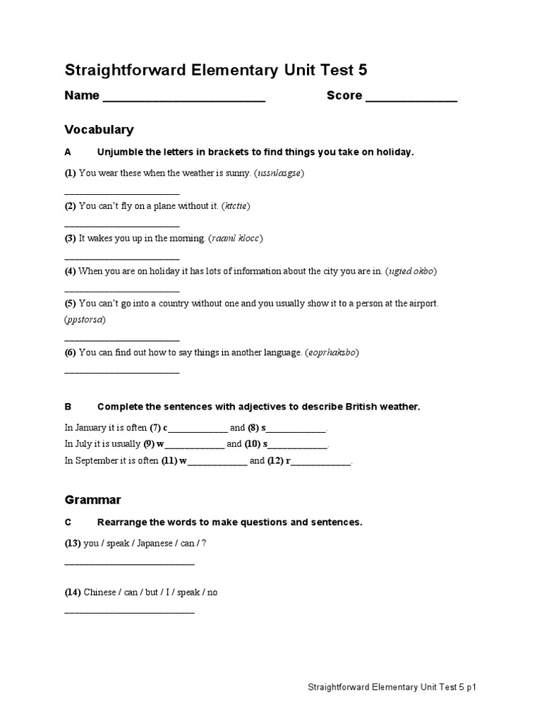 Unit Test 5 | PDF | Language Arts & Discipline