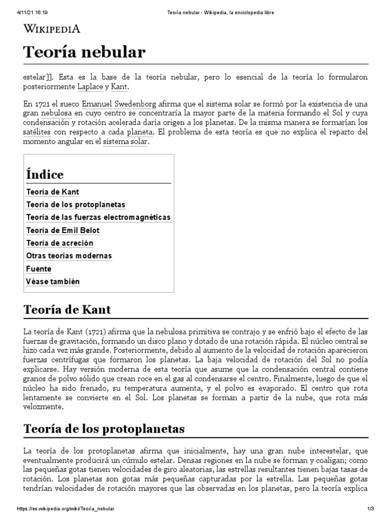 Teoría Nebular PDF Estrellas Dom