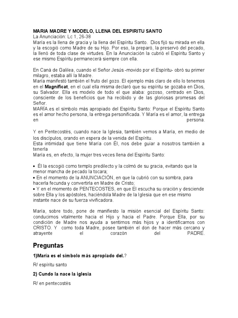 Maria Madre y Modelo | PDF | María, madre de Jesús | Pentecostés