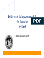 Einführung in die Sprachwissenschaft des Deutschen. Syntax I. PD Dr. Alexandra Zepter