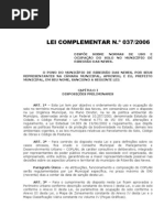 Ribeirão das Neves - Lei Complementar 037-2006 Uso e Ocupacao o Do Solo