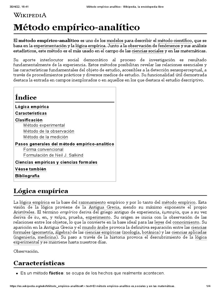 Método EmpíricoAnalítico Wikipedia, La Enciclopedia Libre
