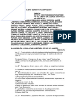 Projeto de Resolução Nº 82/2011 - Institui o Sistema de Internet Sem Fio Na Alerj