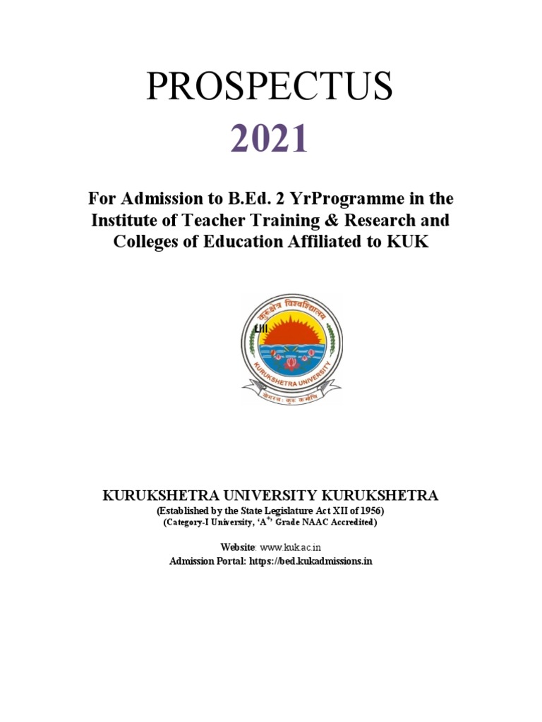 BEd Prospectus KUK 2021 PDF Sexual Harassment Distance Education