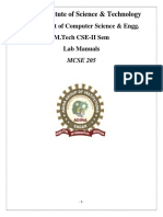 Adina Institute of Science & Technology: Department of Computer Science & Engg. M.Tech CSE-II Sem Lab Manuals