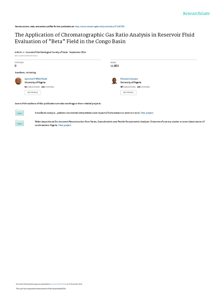 The Application of Chromatographic Gas Ratio Analysis in Reservoir Fluid Evaluation of "Beta