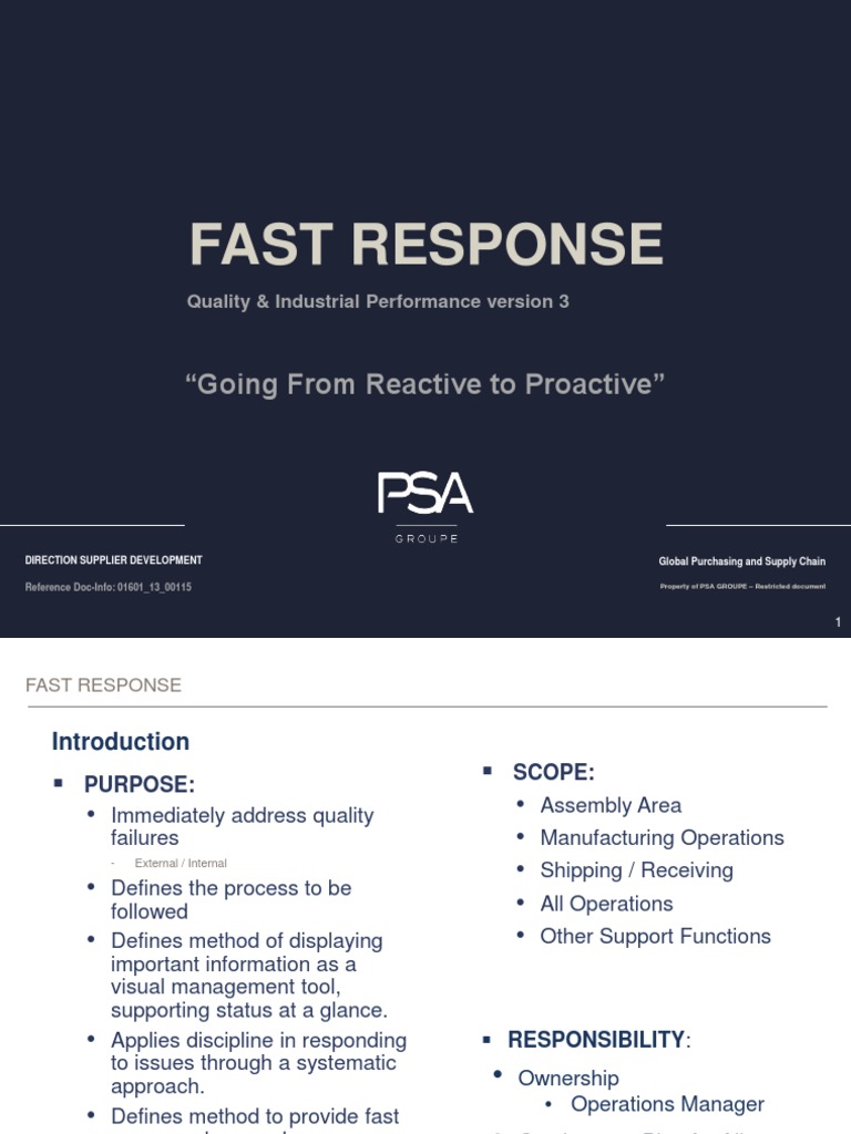 Fast Response Meeting Guidelines | PDF | Supply Chain | Audit