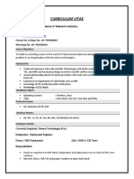 Curriculum Vitae: Total 4+ Years of Experience in Telecom Industry