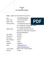Bio Data of M.Luthfor Rahman: Subject - Application For Narsingdi District Representative