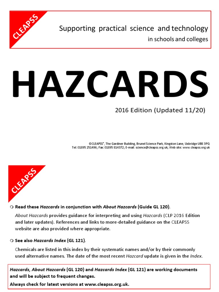 Hazcards: CL EA PS S | PDF | Aluminium | Chemistry