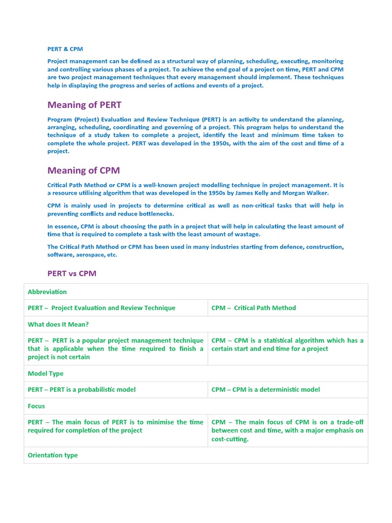 Pert & CPM | PDF | Project Management | Applied Mathematics