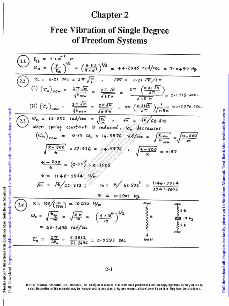 Mechanical Vibrations 6th Edition Rao Solutions Manual | PDF | Freedom ...