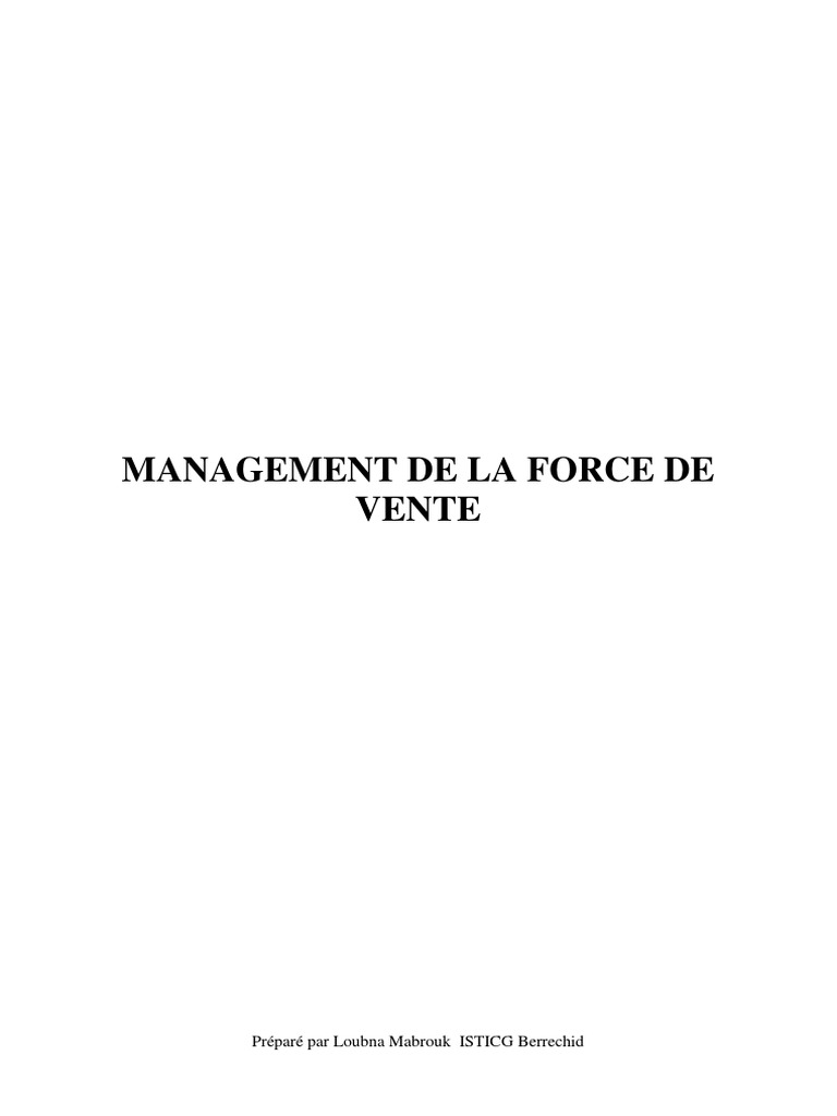 Management de la Force de Vente | PDF | Recrutement | Sodles