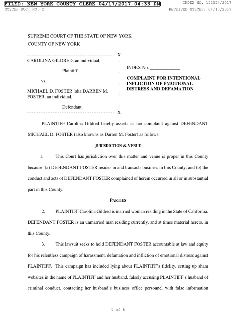 Gildred vs. Foster: Emotional Distress Case | PDF | Damages ...