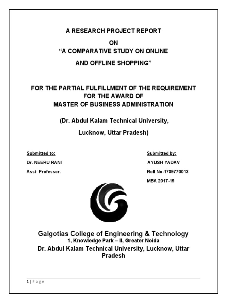 A COMPARATIVE STUDY ON ONLINE AND OFFLINE SHOPPING MARKETING RESEARCH ...