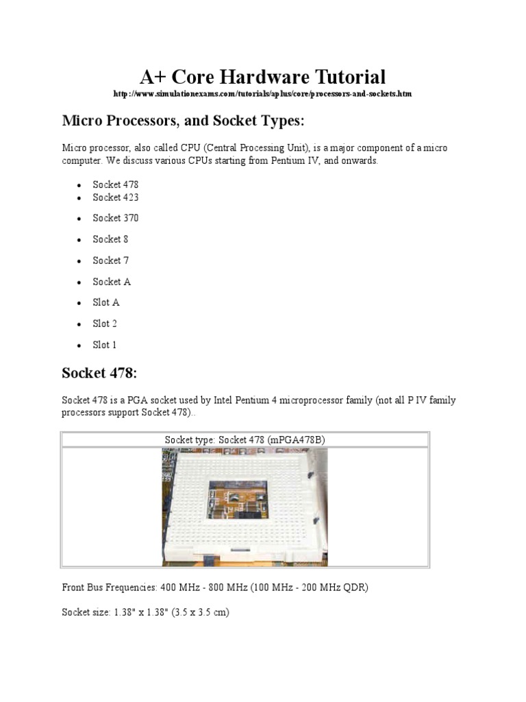 A Core Hardware Tutorial Micro Processors And Socket Types Pdf