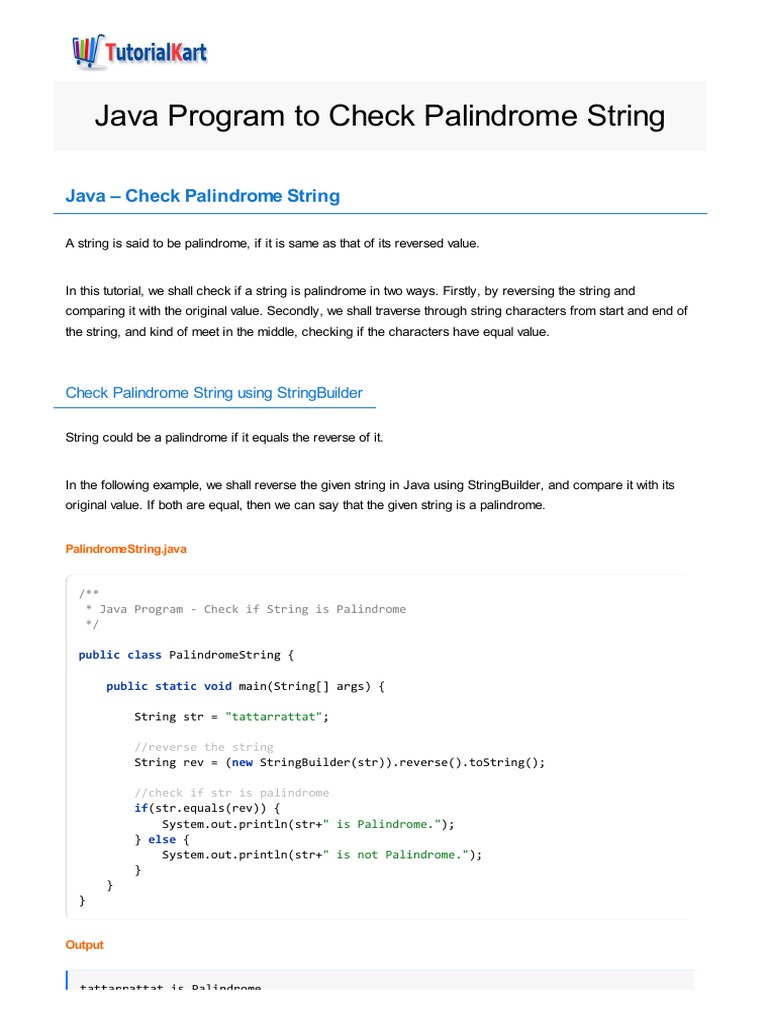 Java Palindrome String | PDF | String (Computer Science) | Numbers