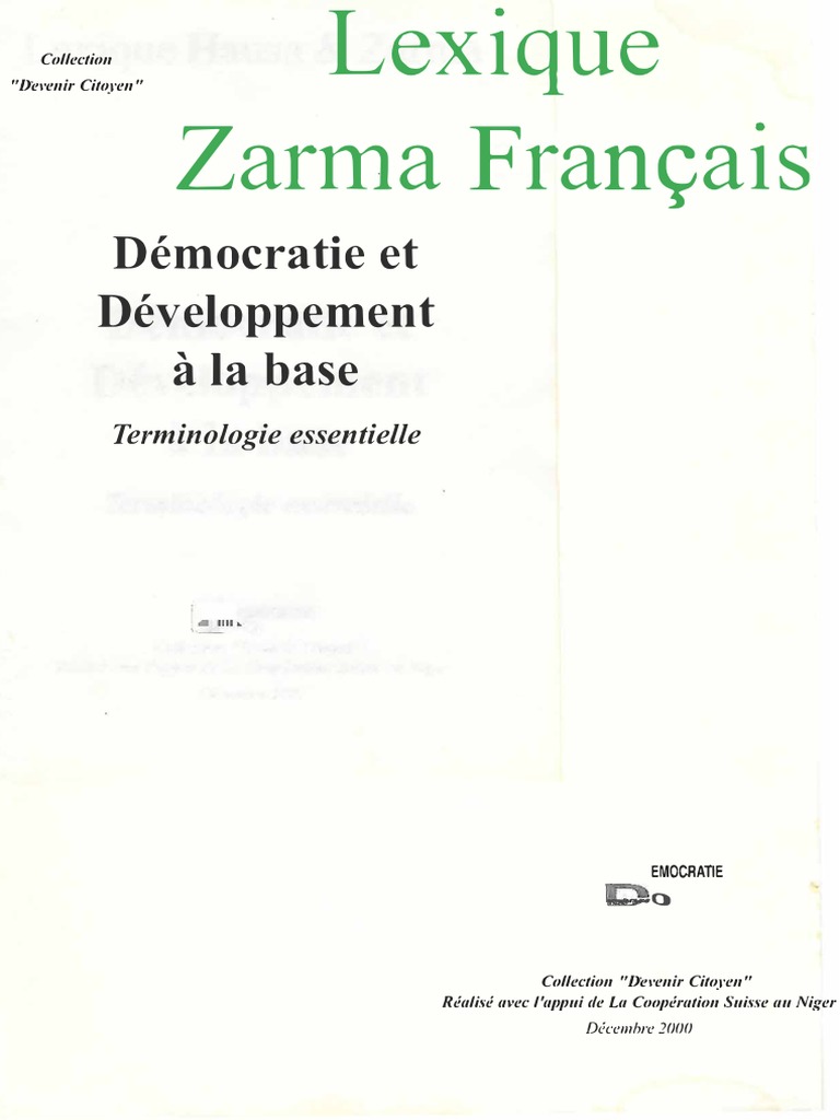 Lexique Zarma-Français pour Citoyens | PDF