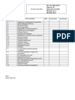 Internal Audit Plan: Doc No: MPL/QF/27 Issue No: 01 Issue Date: Revision No: 0 Revision Date