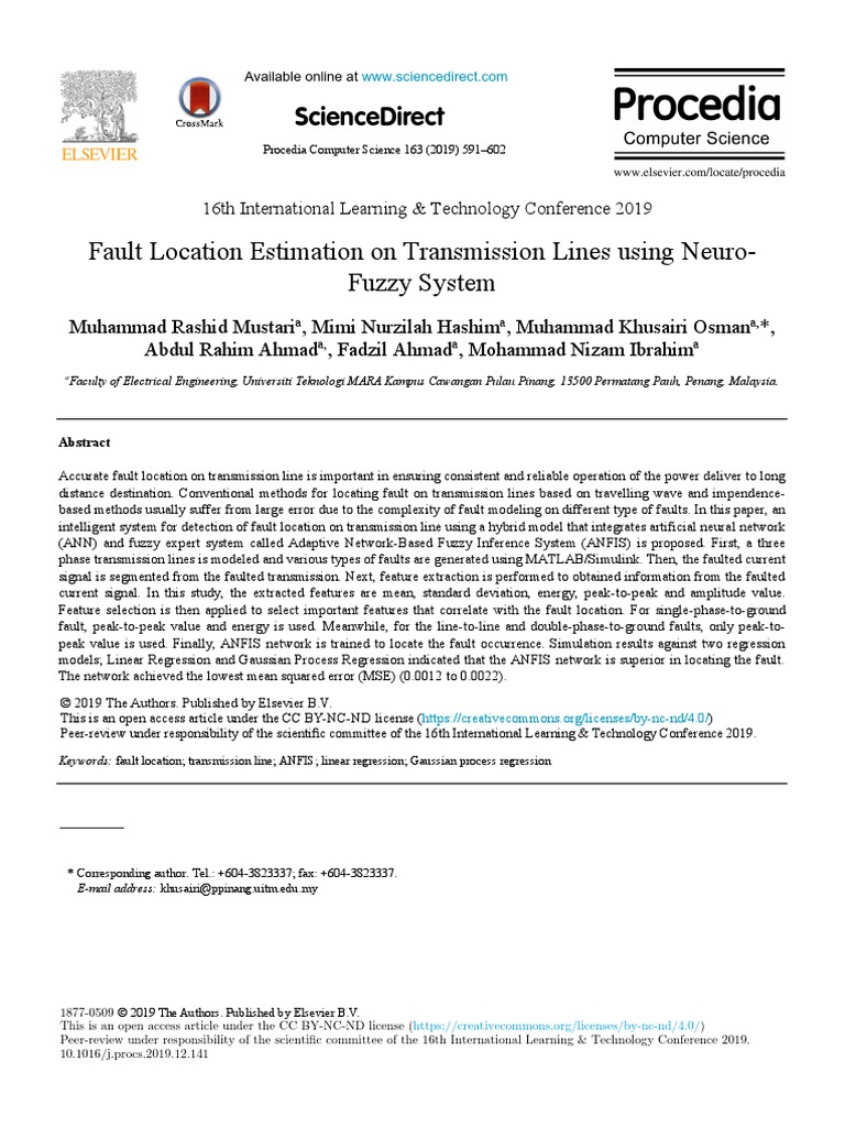 Fault Location Estimation On Transmission Lines Using NeuroFuzzy