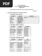 BCA Semester II CA 119 - Database Fundamentals Assignment-2: Getting Familiar With Basic SQL Syntax (DDL, DML Statements)