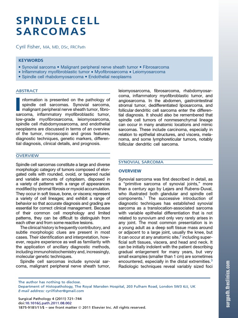 Diagnosing Spindle Cell Distinguishing Features,