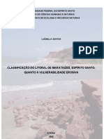 Classificação da vulnerabilidade erosiva do litoral de Marataízes