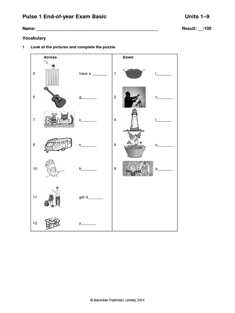 Pulse 1 End-Of-Year Exam Basic Units 1-9 | PDF | Coffeehouse