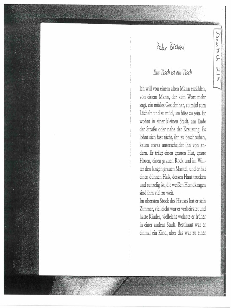 Ein Tisch Ist Ein TischPeter Bichsel PDF