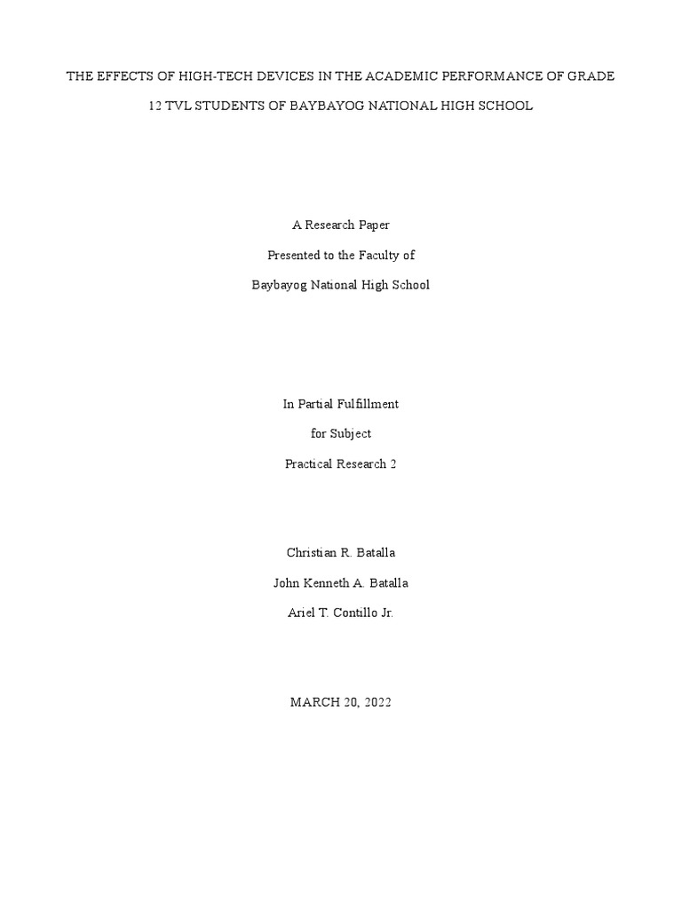 Practical Research Chapter 1 2 and 3 | PDF | Adolescence | Educational ...